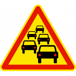 Panneau de danger annonce d'un bouchon AK30 | Panneau bouchon | Chantier et travaux