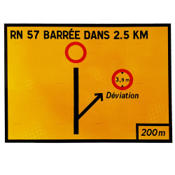 Panneau voirie temporaire présignalisation de déviation KD42a-1 | Panneau KD42 ex1 ou panneau KD42a