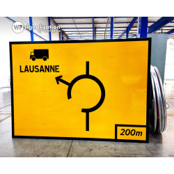 Panneau de déviation KD42d | Panneau déviation avec mention de la ville | WP Signalisation | Panneau de chantier et travaux