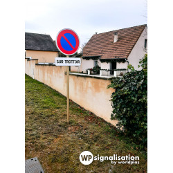 Panneau stationnement entrée d'une zone à stationnement interdit B6A1 avec panonceau m9Z SUR TROTTOIR