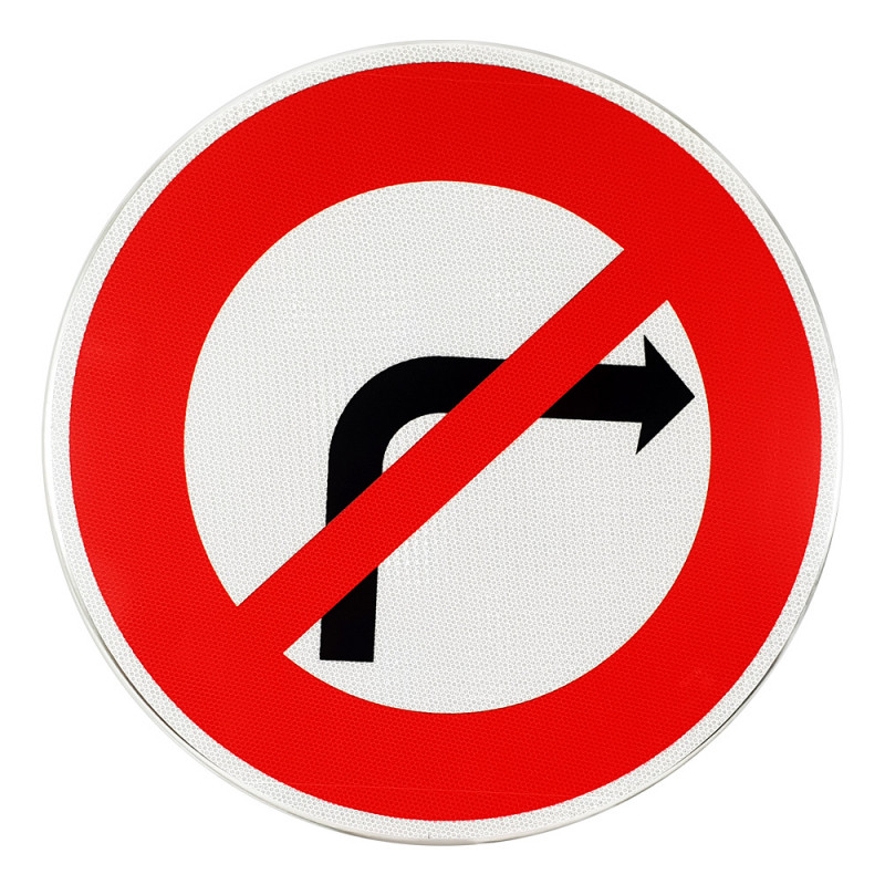 Panneau d'interdiction de tourner à droite à la prochaine intersection B2b | Panneau B2B | WPSignalisation