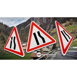 Panneau A3A chaussée rétrécie par la droite | Rotation du panneau de panneau de signalisation A3