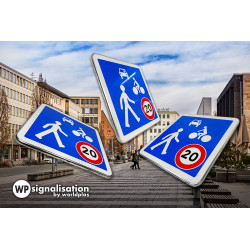 Panneau zone circulation entrée d'une zone de rencontre B52 | Rotation du panneau B52 | Made in France par WPS