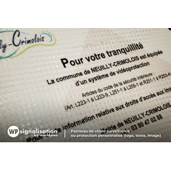 Panneau de vidéo surveillance personnalisé | Sécurité en commune avec caméras | Texte et image personnalisé