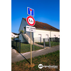 Panneau d'interdiction limitation de tonnage B13 - Poids tonnes à personnaliser avec panneaux sans issue et panonceau