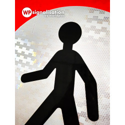 Panneau d'interdiction accès interdit aux piétons B9A | Zoom sur le film prismatique du panneau B9A | WP Signalisation