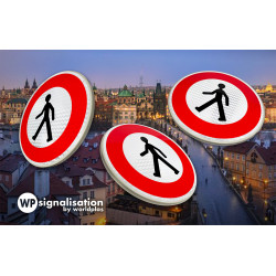 Panneau d'interdiction accès interdit aux piétons B9A | Rotation en 360 degrés du panneau B9A pour piétons | WP Signalisation