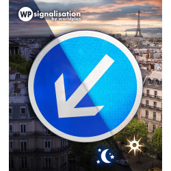 Film prismatique du panneau B21a2 - Panneau contournement obligatoire gauche I WP Signalisation