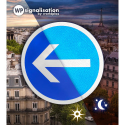 Film prismatique du panneau BK21-2 | Obligation temporaire par la gauche | Panneau de chantier et travaux obligatoire