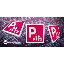 Rotation du panneau parking famille nombreuse | Place réservée pour famille : enfants et parents