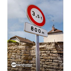 Panonceau de distance M1 avec panneau B13 tonnage 3,5t I 800 mètres de distance | WP Signalisation