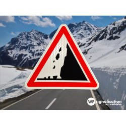 Panneau de danger risque de chute de pierres A19 | Avalanche | Panneau de montagne | Eboulement