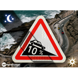 Panneau de danger A16 - descente dangereuse  l WP Signalisation