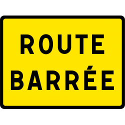 Panneau indication temporaire route barrée KC121P