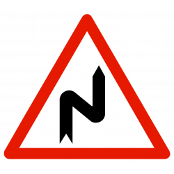 Panneau de danger succession de virages dont le 1er est à droite A1C