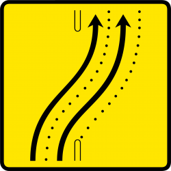 Panneau voirie temporaire présignalisation de changement de chaussée ou de trajectoire KD8-4