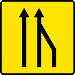 Panneau voirie temporaire réduction du nombre des voies KD10a-2 | Travaux