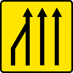 Panneau voirie temporaire réduction du nombre des voies KD10a-3 | Chantier et travaux