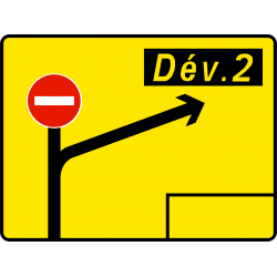 Panneau voirie temporaire présignalisation de déviation KD42a-2 | WP Signalisation
