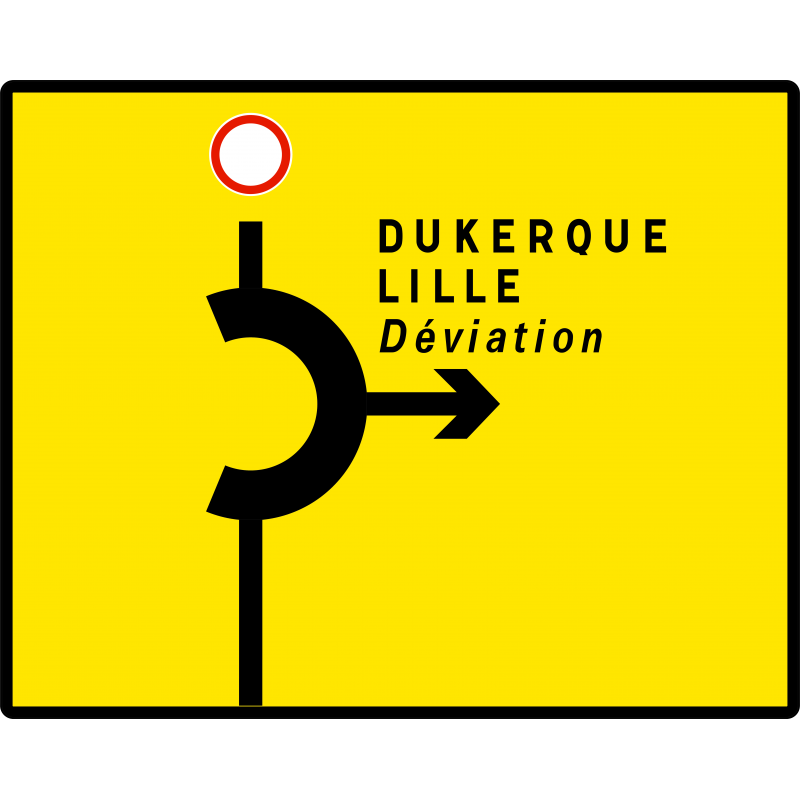 Panneau voirie temporaire présignalisation de déviation KD42b | WP Signalisation | Panneau KD42 personnalisable