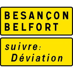 Paneau voierie temporaire signalisation complémentaire d'un itinéraire de déviation KD79b