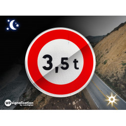 Panneau d'interdiction limitation de tonnage B13 - Poids tonnes à personnaliser si besoin avec flèche directionnelle