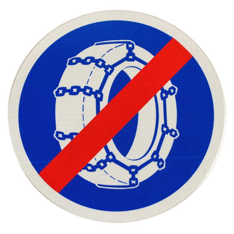 Panneau d'obligation fin d'obligation de l'usage des chaînes à neige B44 l WP Signalisation