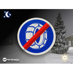 Panneau d'obligation fin d'obligation de l'usage des chaînes à neige B44 l WP Signalisation