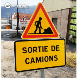 Panneau de danger temporaire AK5 de face I Travaux | WP Signalisation