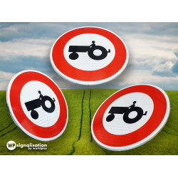 Panneau d'interdiction accès interdit aux véhicules agricoles à moteur B9D l WP Signalisation
