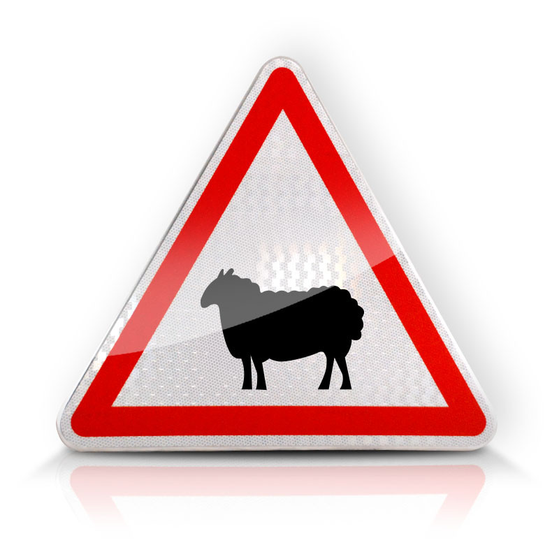 Face avant du panneau de signalisation A15A1 I Passage d'animaux domestiques I WP Signalisation