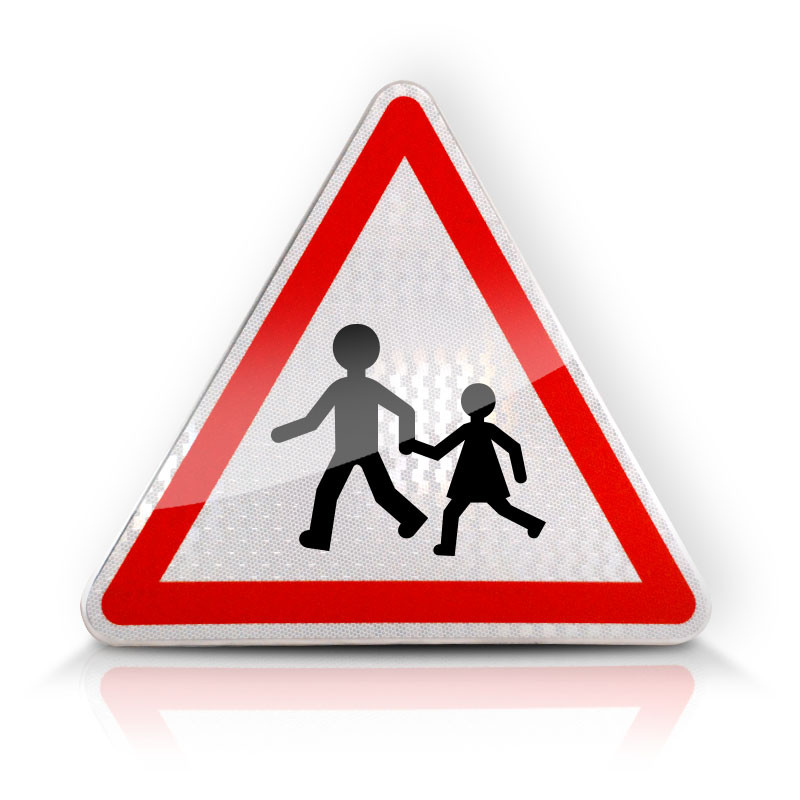 Panneau de danger A13a - Endroit fréquenté par les enfants l  Circulation piétons et routière | Sécurité et vigilance