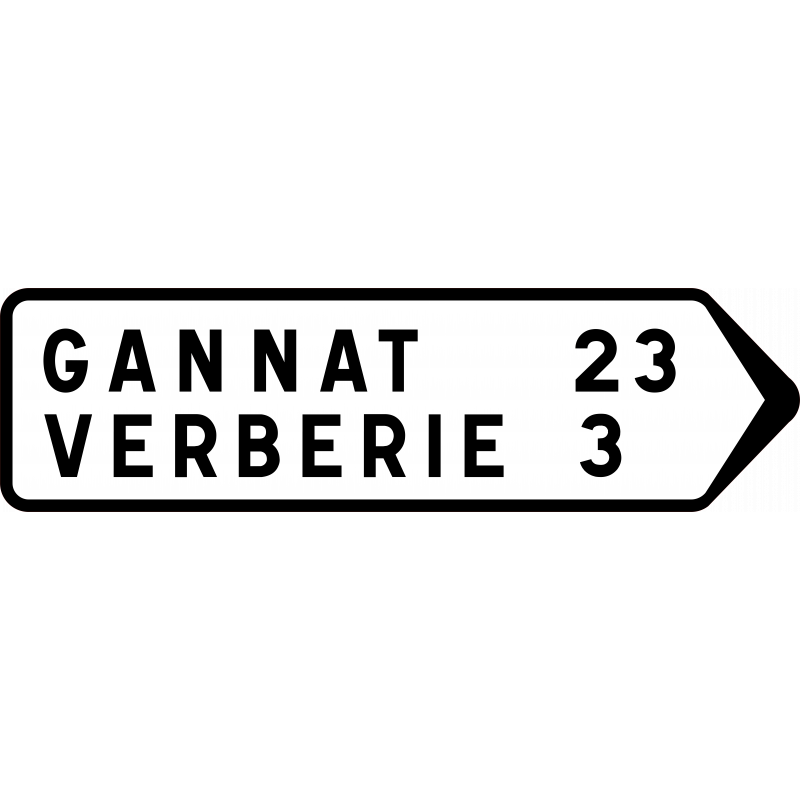 Panneau directionnel de position comportant une indication de distance D21a2