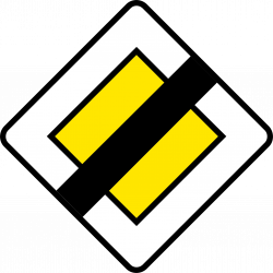 Panneau fin du caractère prioritaire d'une route AB7