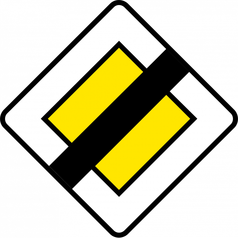 Panneau fin du caractère prioritaire d'une route AB7