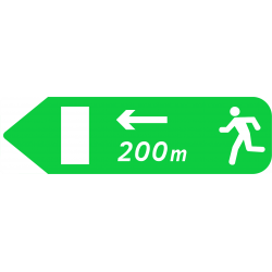 Panneau de jalonnement piétonnier d'une issue de secours vers la gauche Dp2b