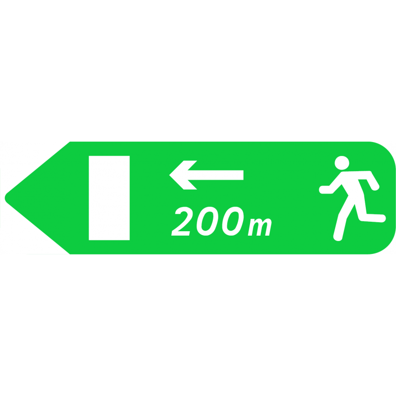 Panneau de jalonnement piétonnier d'une issue de secours vers la gauche Dp2b