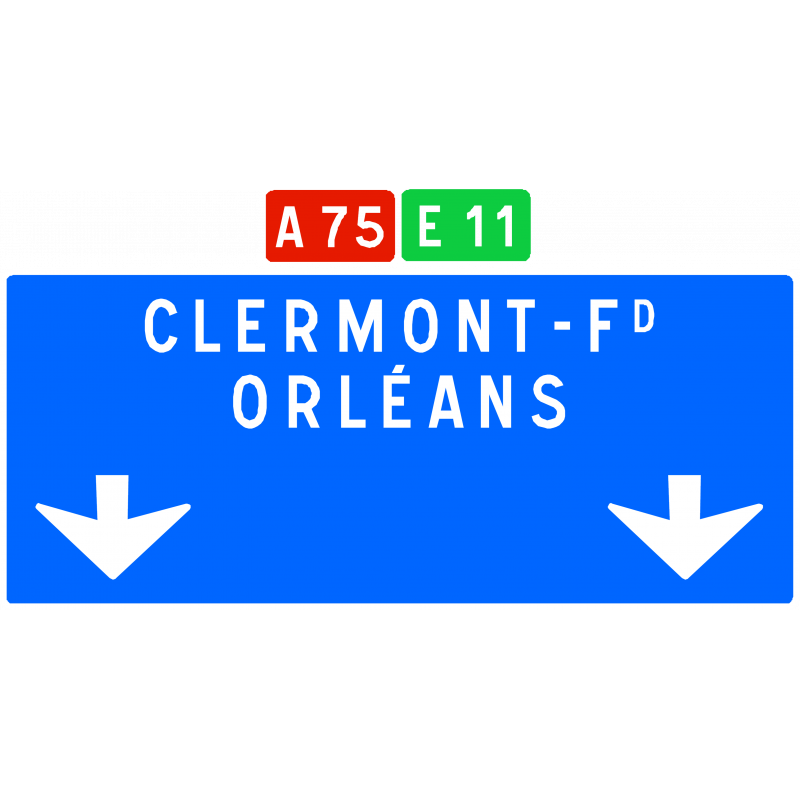 Panneau de avancée d'affectation de voies de bifurcation autoroutière Da31c