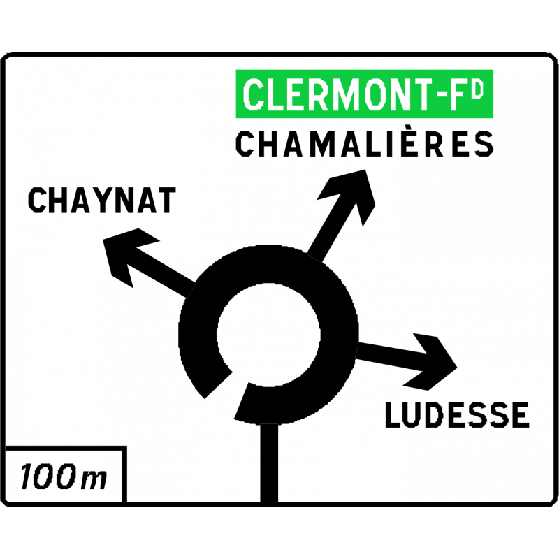 Panneau de présignalisation diagrammatique à sens giratoires D42b