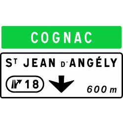 Panneau d’avertissement avec affectation de voies de sortie numérotée Da41a