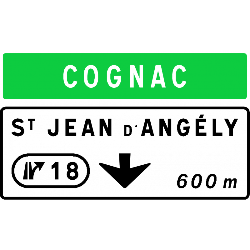 Panneau d’avertissement avec affectation de voies de sortie numérotée Da41a