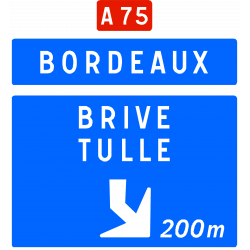 Panneau d’avertissement avec affectation de voies bifurcation autoroutière Da41f