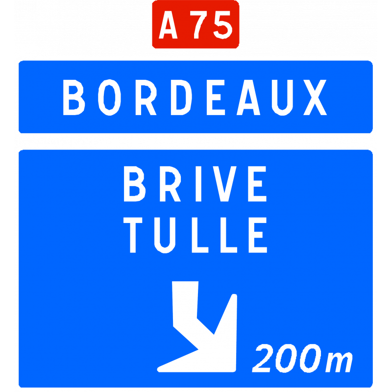 Panneau d’avertissement avec affectation de voies bifurcation autoroutière Da41f