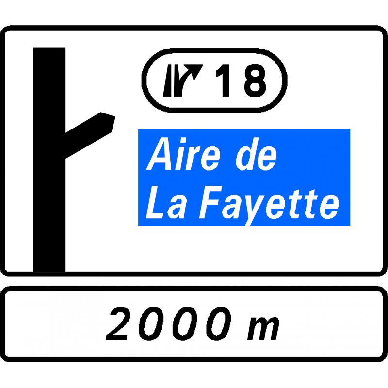 Panneau d'avertissement sortie simple aire de service ou de repos D51cr