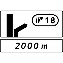 Panneau d’avertissement avec affectation de voies Da51b