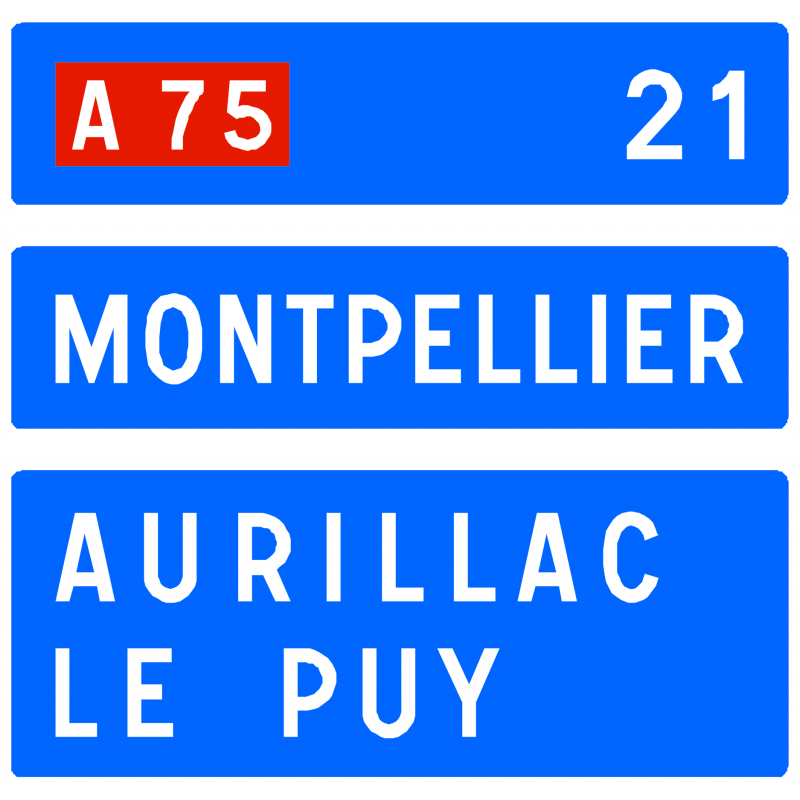 Panneau de confirmation prochaine bifurcation autoroutière D63d