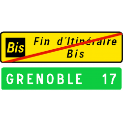 Panneau de confirmation fin d'itinéraire " Bis D69b