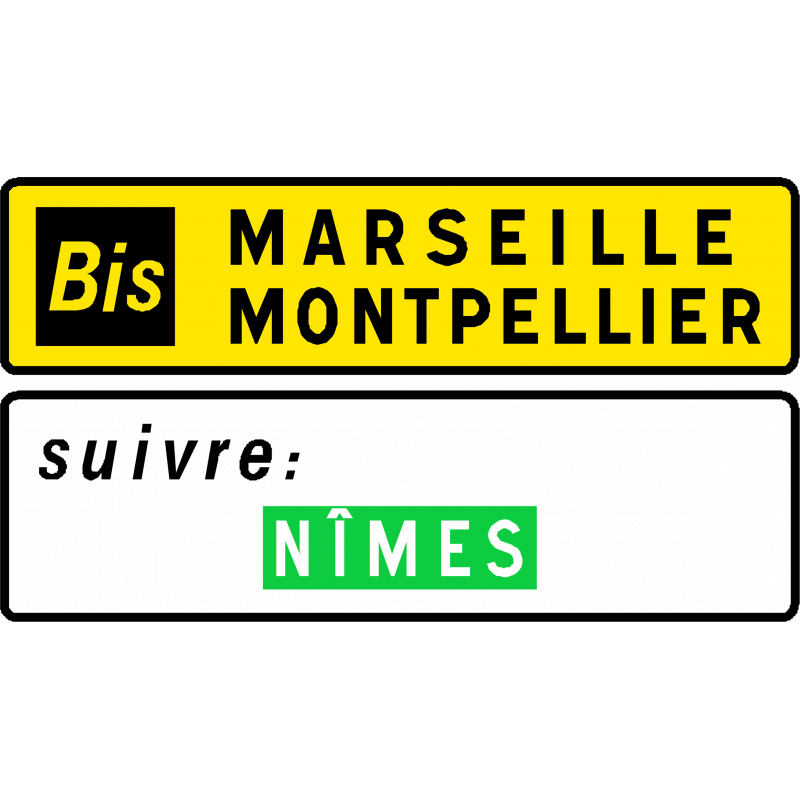 Panneau complémentaire complémentaire d'itinéraire " Bis" D79b