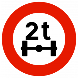 Panneau d'interdiction limitation de poids par essieu B13a