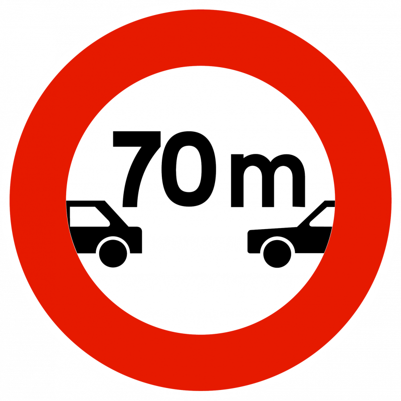 Panneau d'interdiction distance à respecter B17 l WP Signalisation